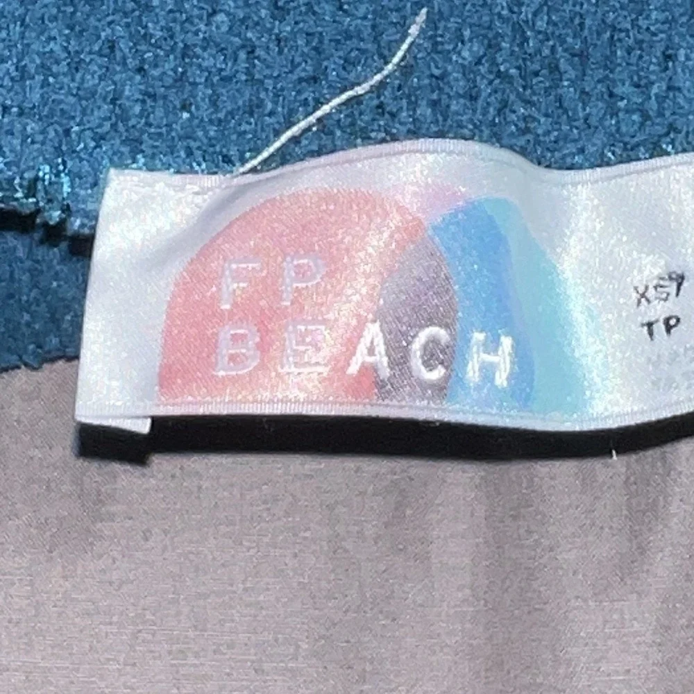 Free People Beach Women's Ronda Pullover Tunic Mock Neck Blue‎ Size XS Sweater